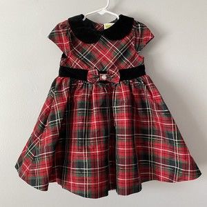 Crazy 8 Girls Formal Dress Red Plaid Black Felt Bow Size 2 T Christmas Holiday